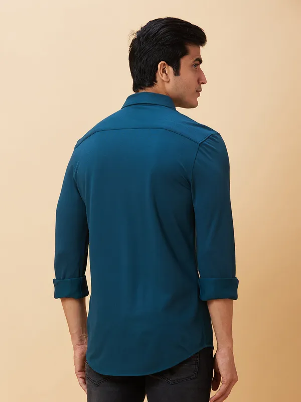 Being Human Men Slim Fit Shirts-Deep Teal